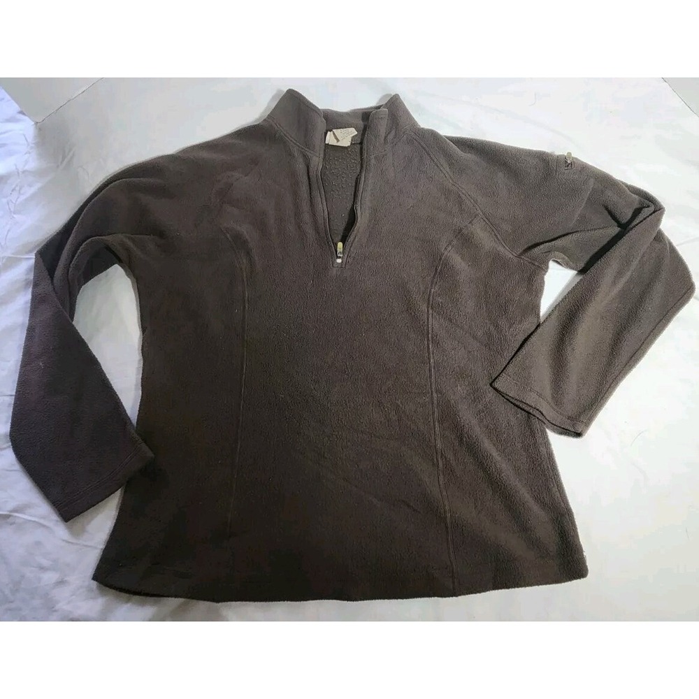 L.L Bean Womens S Fleece Long Sleeve Pullover Sweatshirt Brown